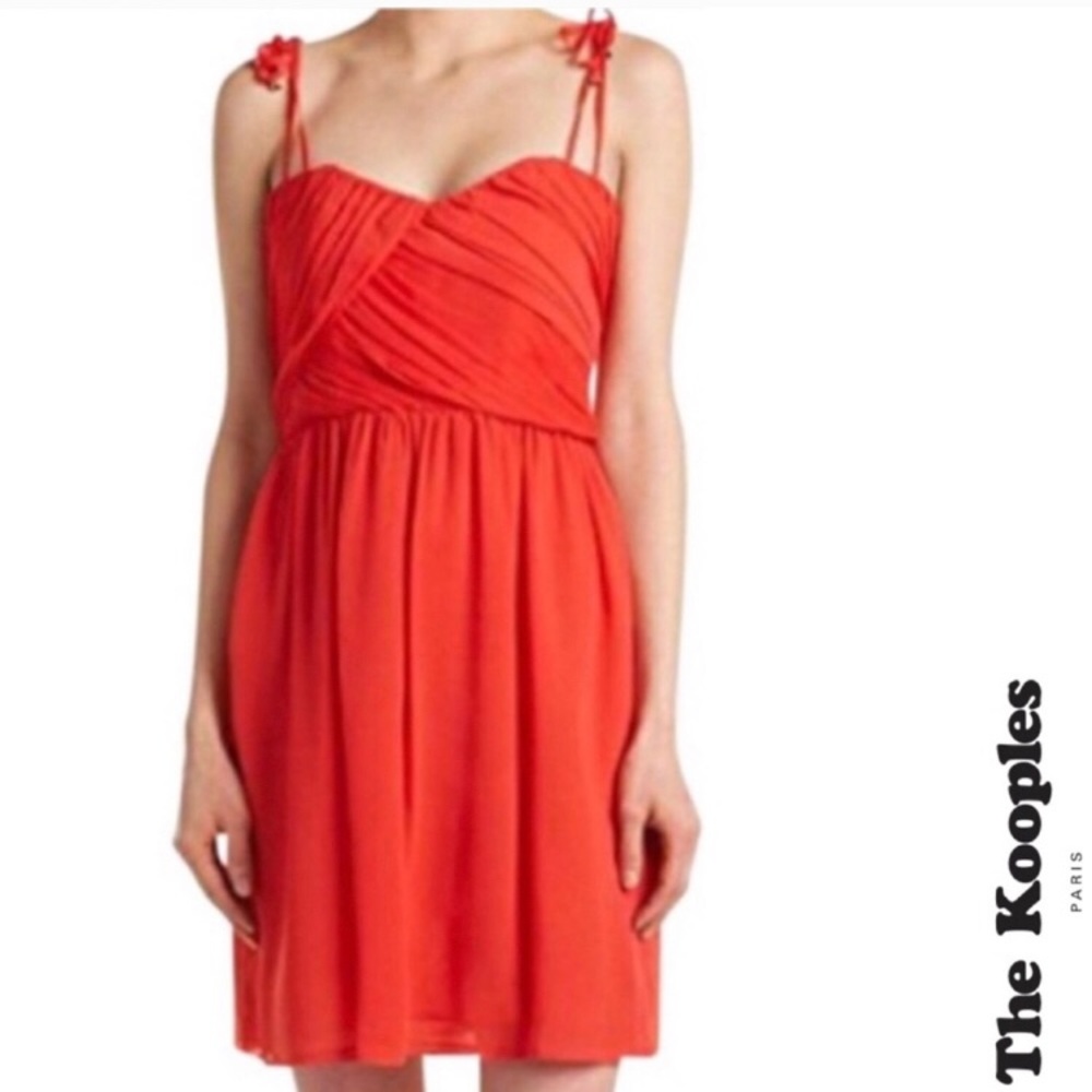 THE KOOPLES Red Crepon Chiffon Mini Dress